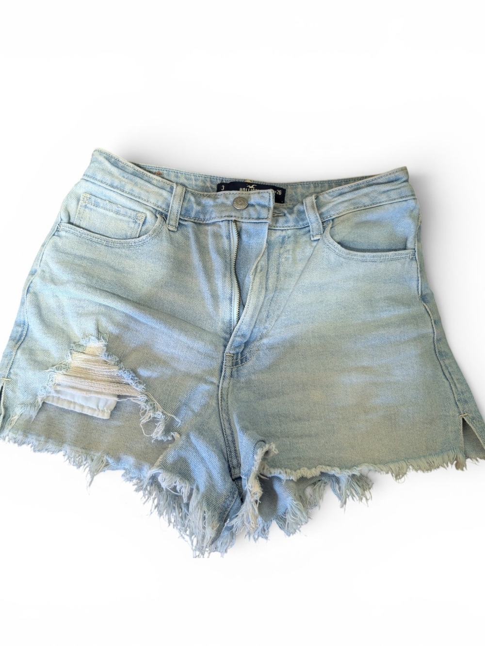 Hollister Light Wash Distressed Denim Shorts
